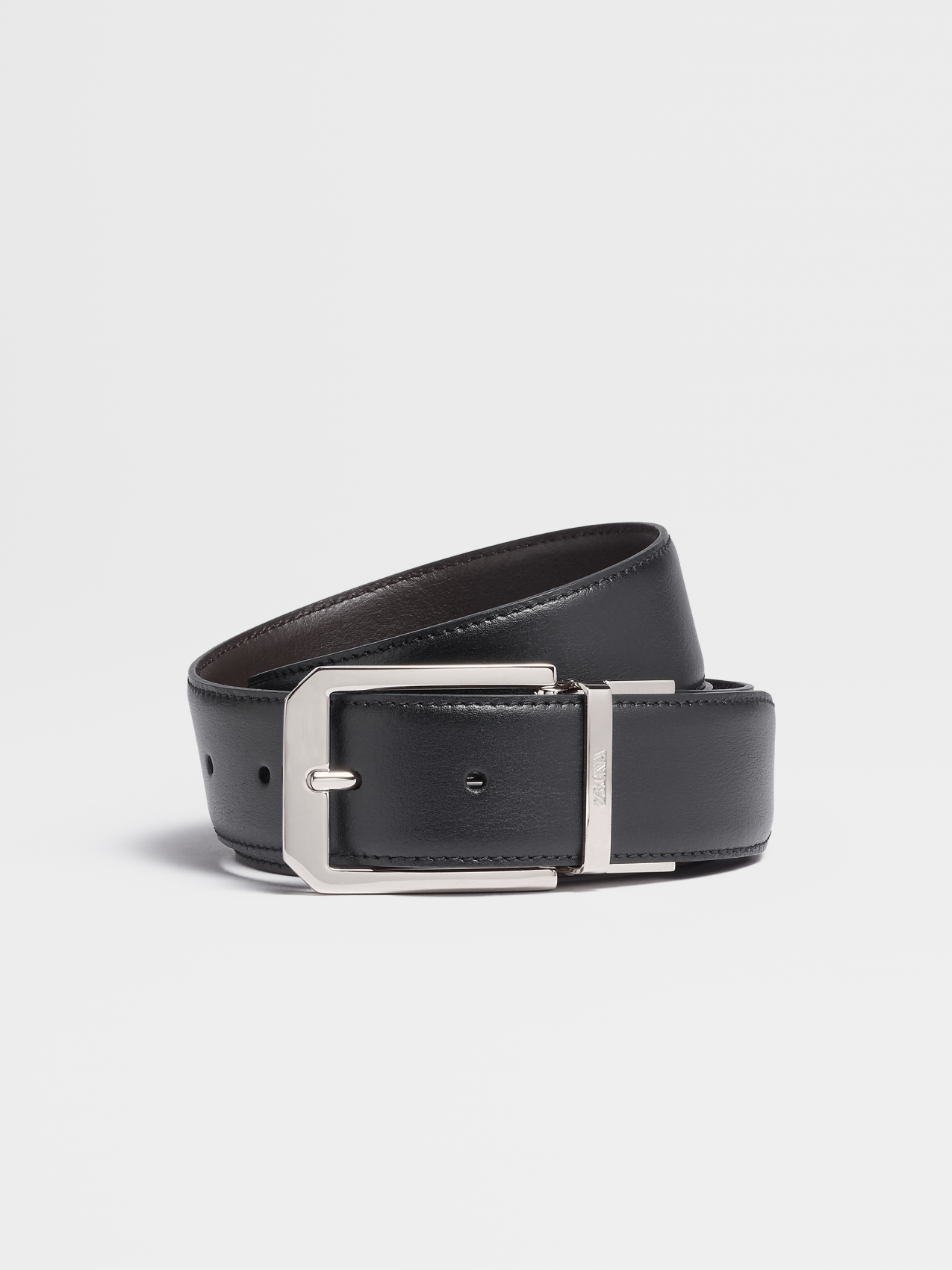 Black and Dark Brown Reversible Leather Belt